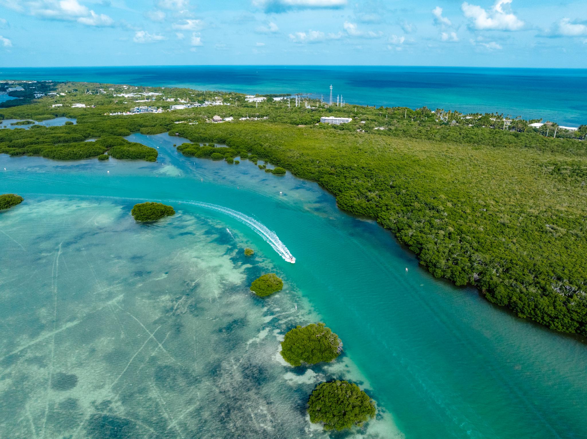 A boat off the coast of Islamorada
